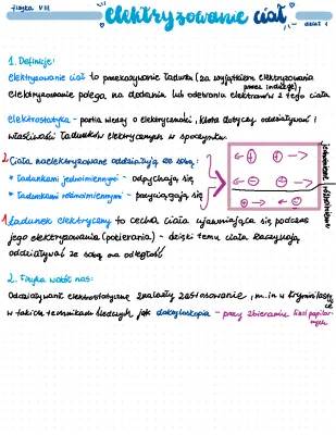 Elektrostatyka klasa 8 - notatki, ściąga i sprawdzian