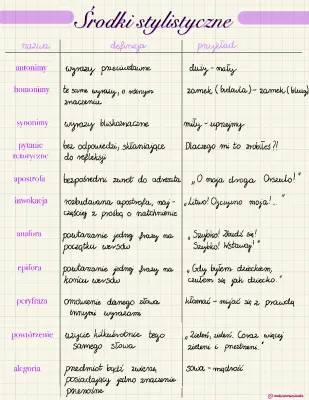 Środki stylistyczne - Przykłady i Funkcje, Wymień Podstawowe Środki Stylistyczne