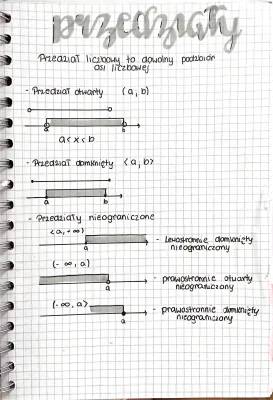 Przedziały liczbowe dla klasy 1 liceum - zadania, oznaczenia i PDF