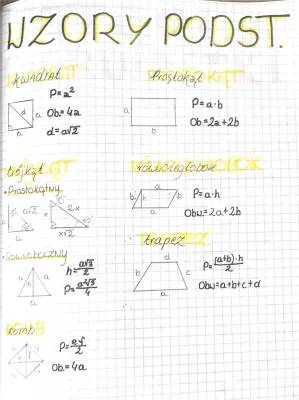 Wszystkie wzory matematyczne klasa 8 - Karta i Tablice do Wydruku