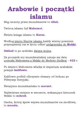 Arabowie i początki islamu - Co to jest kalifat, Zasady i Filary islamu, Mahomet i Mekka