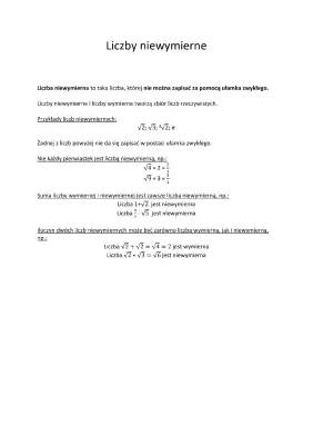 Wszystko o liczbach niewymiernych: przykłady, symbole i zadania