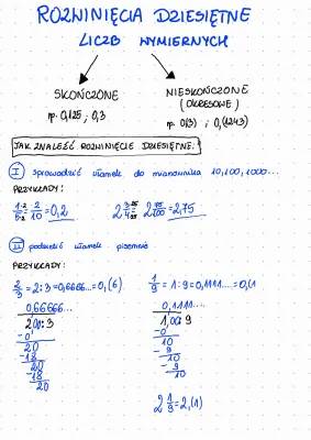 Rozwinięcia dziesiętne liczb wymiernych - zadania i przykłady dla klasy 7