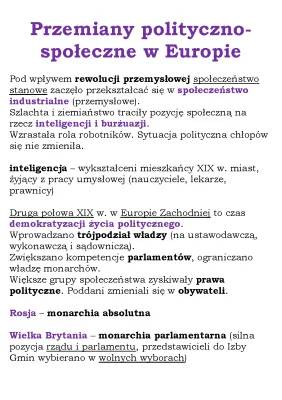 Jakie zmiany gospodarcze i społeczne zaszły w Europie i Polsce w XIX wieku? (Klasa 7)