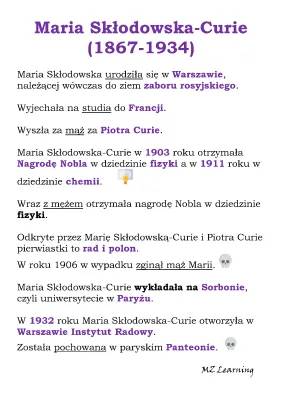 Maria Skłodowska-Curie: Ciekawostki i Najważniejsze Informacje