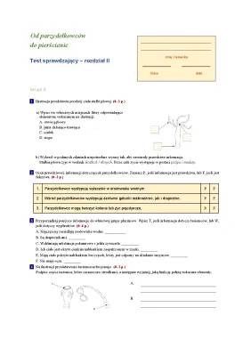 Test z biologii klasa 6 dział 2 - od parzydełkowców do pierścienic PDF