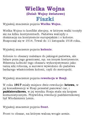 1 Wojna Światowa: Komitet Narodowy Polski i Józef Piłsudski - Fiszki