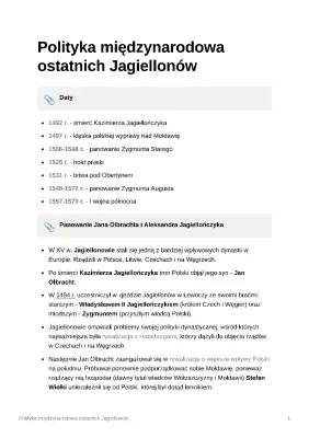 Polityka zagraniczna ostatnich Jagiellonów krótko