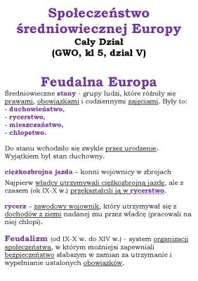 Społeczeństwo Stanowe w Średniowieczu - Klasa 5: Rycerstwo i Feudalizm