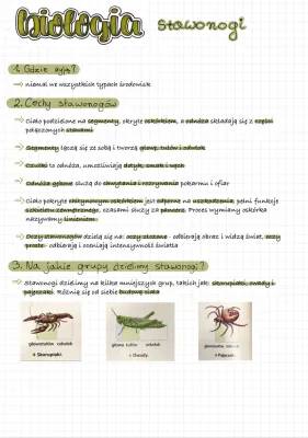 Skorupiaki, Pajęczaki i Stawonogi - Biologia Klasa 6 PDF