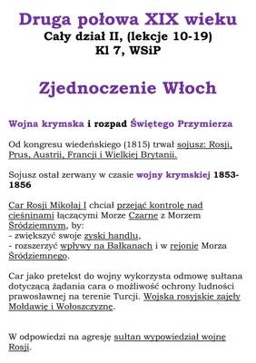 Historia Klasa 7: Zjednoczenie Włoch i Niemiec, Wojna Krymska, Powstanie Styczniowe