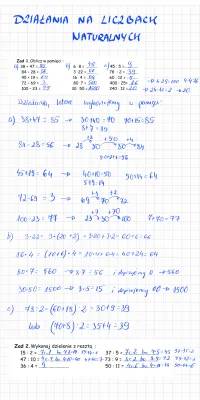 Działania na Liczbach Naturalnych: Klasa 4, 5, 6, 8 - Poradniki i Sprawdziany