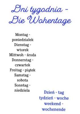 Niemieckie dni tygodnia, miesiące i pory roku – nauka dla dzieci