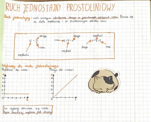 Ruch jednostajny prostoliniowy - przykłady, wzory i wykresy dla klasy 7