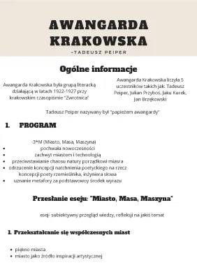 Awangarda Krakowska - Przedstawiciele, Wiersze, Program, Utwory, Peiper i więcej!