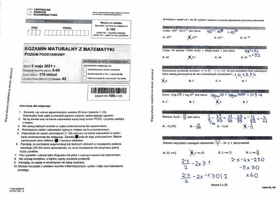 Matura Matematyka 2021 - Odpowiedzi i Informacje