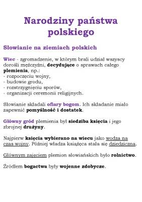 Początki państwa polskiego - Notatka dla klasy 5