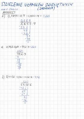 Dzielenie i Mnożenie Ułamków Dziesiętnych - Zadania i Przykłady Klasa 5 PDF