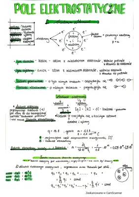 Elektrostatyka klasa 8 - ściąga i powtórzenie z zadaniami