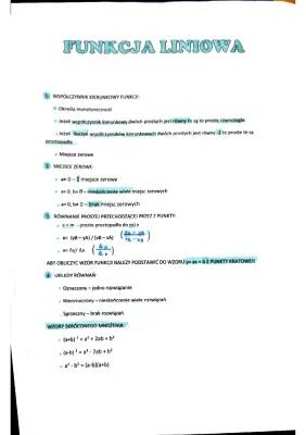 Funkcja Liniowa - Zadania, Wzory i Sprawdzian dla 1 Liceum