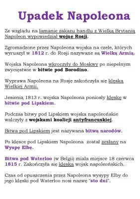 Upadek Napoleona: Bitwa pod Borodino, Borodino 1812, Bitwa pod Lipskiem i Waterloo, Zesłanie na Wyspę Św. Heleny