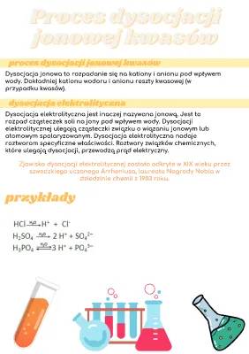 Dysocjacja jonowa kwasów - Przykłady i Równania