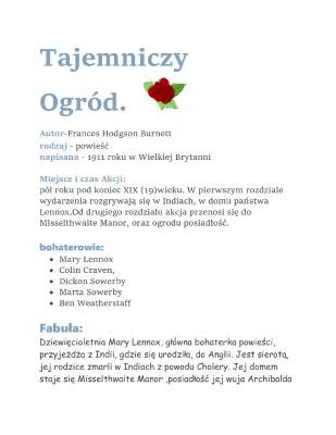 Tajemniczy ogród - streszczenie i recenzja