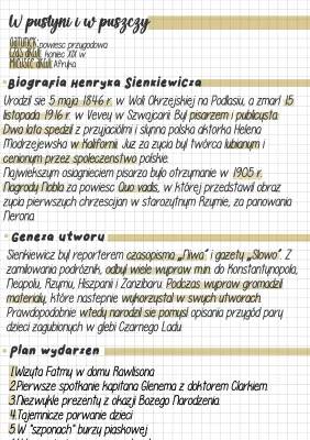 Opracowanie w pustyni i w puszczy: streszczenie, quiz, PDF