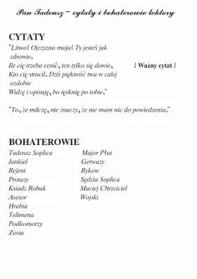 Najważniejsze cytaty i bohaterowie z Pana Tadeusza - śmieszne cytaty, cytaty o miłości i ojczyźnie