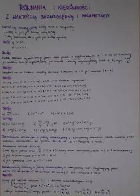 Zadania i Teoria: Równania i Nierówności z Wartością Bezwzględną i Parametrem