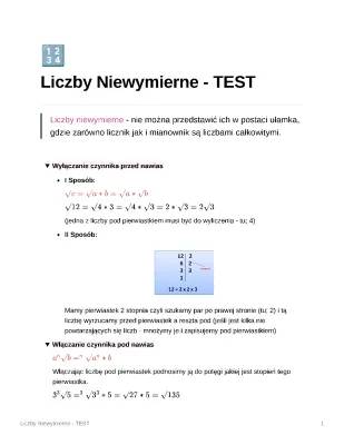 Liczby niewymierne i rzeczywiste - powtórzenie i zadania