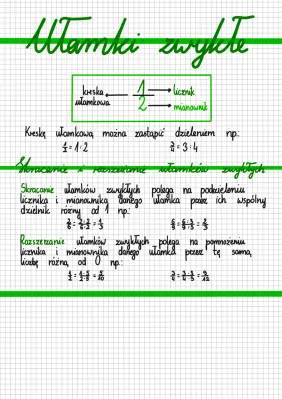 Rozszerzanie i skracanie ułamków - klasa 4, kartkówka PDF, przykłady