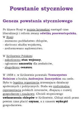 Przyczyny i Przebieg Powstania Styczniowego - Krótko dla Klasy 3