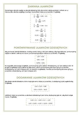 Ułamki Dziesiętne: Klasa 5 i 4 - Zadania, Sprawdziany i Porównywanie