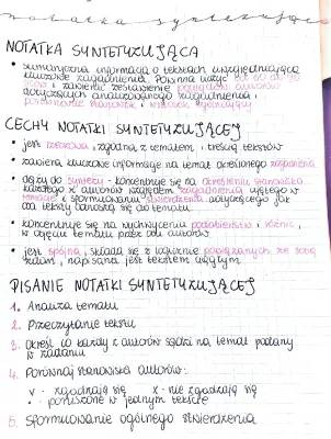 Jak napisać przykładową notatkę syntetyzującą - schemat, ćwiczenia i przykłady