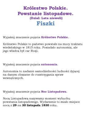 Królestwo Polskie 1815-30: Powstanie Listopadowe, Przyczyny, Przebieg, Skutki, Emilia Plater