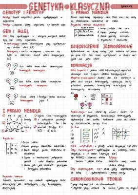 Genetyka klasyczna. Sprawdzian, notatki i zadania - Klasa 3