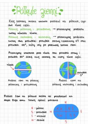 Podział Ziemi na półkule - Równik, południki i równoleżniki dla klasy 5