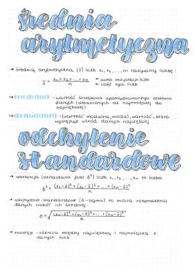 Średnia Arytmetyczna i Odchylenie Standardowe: Zadania, Definicje i Wzory dla Klasy 8