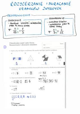 Rozszerzanie i skracanie ułamków - Kartkówka Klasa 4 PDF