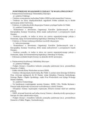 Najważniejsze wydarzenia podczas 2 wojny światowej - Notatka PDF