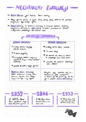 Mechanizmy Ewolucji: Klasa 8 Notatka - Dobór Naturalny i Sztuczny, Teoria Darwina, Gregor Mendel