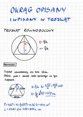 Okrąg opisany na trójkącie - prostokątnym, równoramiennym i równobocznym