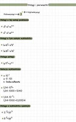 Potęgi i Pierwiastki oraz Notacja Wykładnicza dla Klasy 7 i 8 - Zadania i Wzory PDF