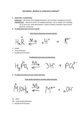 Reakcje chemiczne i dysocjacja w roztworach wodnych - sprawdzian Nowa Era PDF