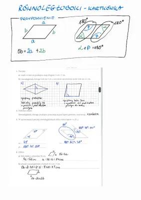 Równoległoboki i romby: Zadania klasa 5 - pole i kąty, PDF do pobrania