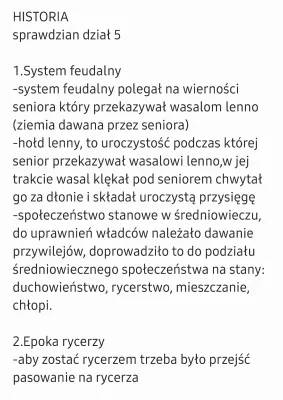 Test z systemu feudalnego i średniowiecza dla klasy 5