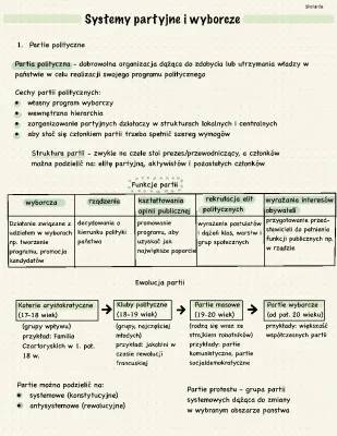 Partie polityczne w Polsce - Cechy, Rodzaje, i Funkcje - Wos klasa 2