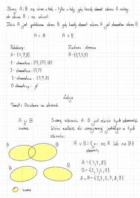 Działania na Zbiorach: Suma, Różnica i Iloczyn Zbiorów dla Klasy 1