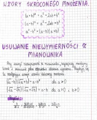 Wzory skróconego mnożenia i zadania dla klasy 7